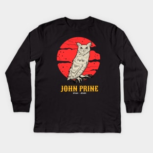 John Prine Retro 70s Style Fan Art Design Kids Long Sleeve T-Shirt